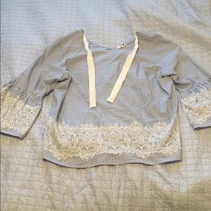 Crown & Ivy blue and white striped shirt